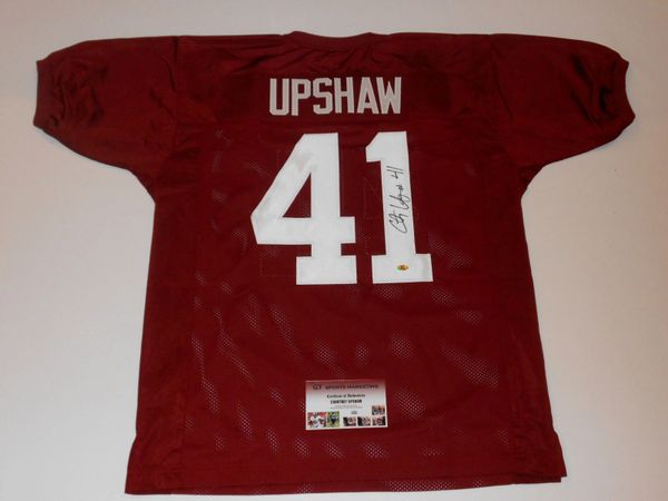 #41 COURTNEY UPSHAW Alabama Crimson Tide NCAA LB Red Throwback Jersey AUTOGRAPHED