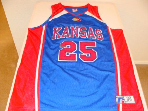 #25 KANSAS Jayhawks NCAA Basketball Blue Throwback Team Jersey