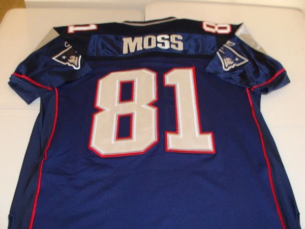 Reebok New England Patriots #81 Randy Moss Blue Replica Jersey