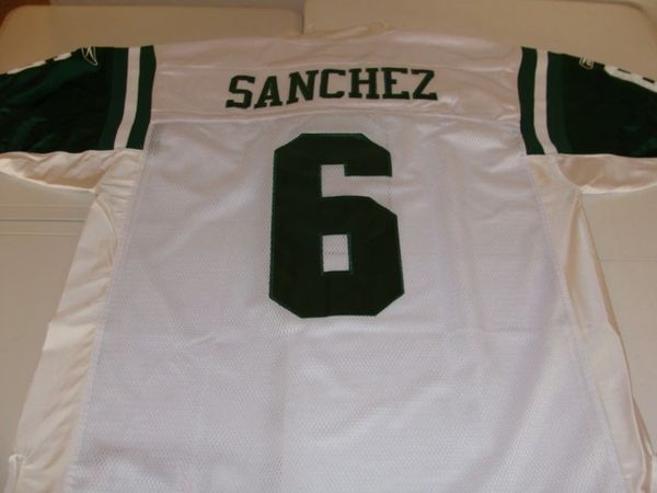 6 MARK SANCHEZ New York Jets NFL QB White Throwback Jersey