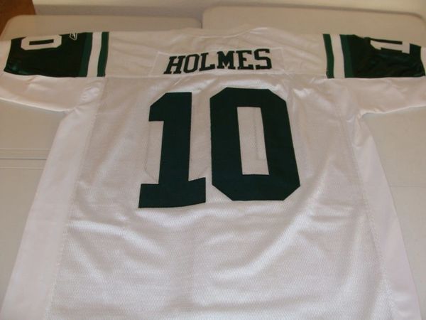 10 SANTONIO HOLMES New York Jets NFL WR White Throwback Jersey