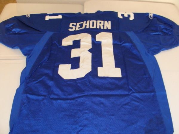 Jason Sehorn Autographed New York Giants Blue Jersey JSA – BG