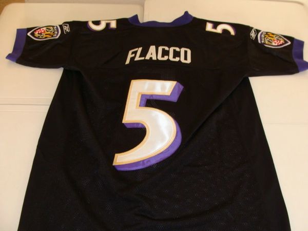 5 JOE FLACCO Baltimore Ravens NFL QB Black Throwback Jersey Lone Star Throwbacks