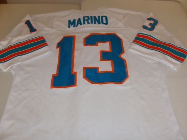 13 DAN MARINO Miami Dolphins NFL QB White Throwback Jersey