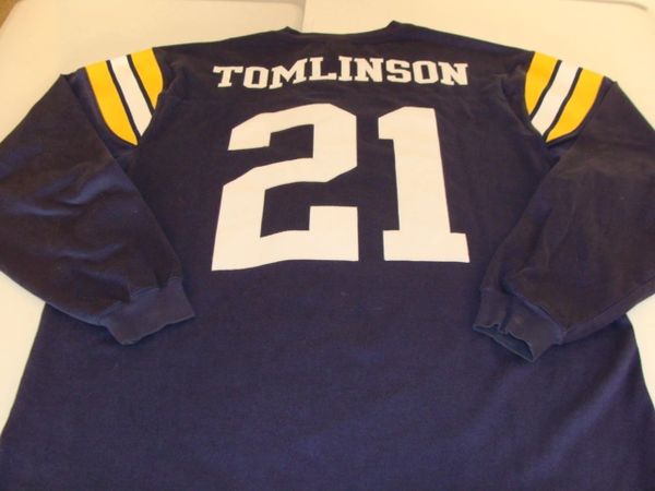 21 LaDAINIAN TOMLINSON San Diego Chargers NFL RB Dark Blue L/S Throwback Sweatshirt  Jersey