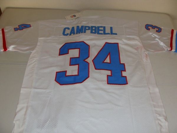 34 EARL CAMPBELL Houston Oilers NFL RB White Stats Throwback