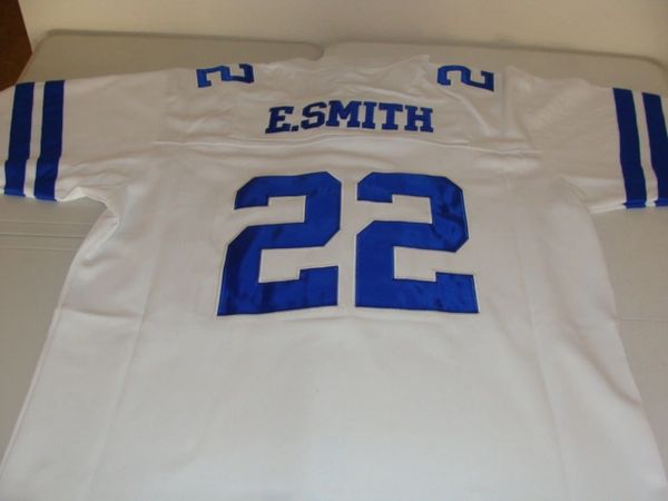 22 EMMITT SMITH Dallas Cowboys NFL RB White/Blue Throwback Jersey