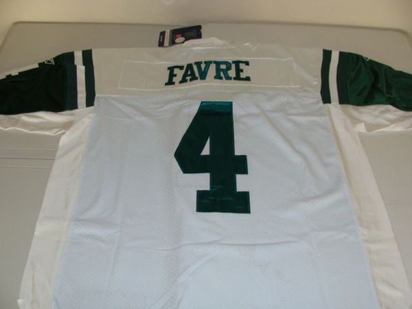 4 BRETT FAVRE New York Jets NFL QB White Mint Throwback Jersey