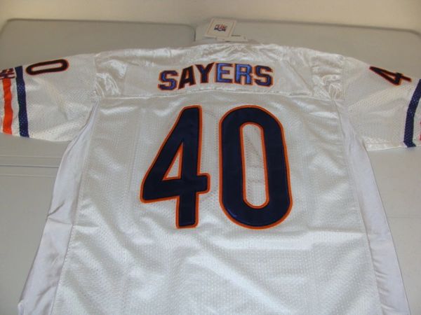 40 GALE SAYERS Chicago Bears NFL RB White Mint Throwback Jersey