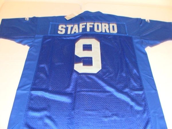 Mens Blue Short Sleeve NFL Detroit Lions Matthew Stafford #9