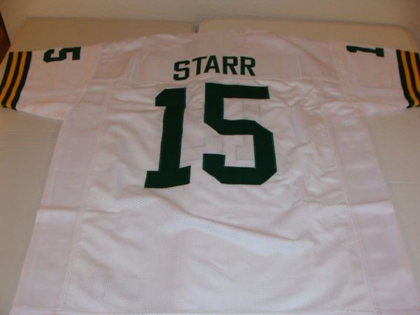 15 BART STARR Green Bay Packers NFL QB White Mint Throwback Jersey