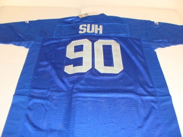 #90 NDAMUKONG SUH Detroit Lions NFL DT Blue/Silver Mint Throwback Jersey