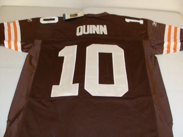 #10 BRADY QUINN Cleveland Browns NFL QB Brown Mint Throwback Jersey