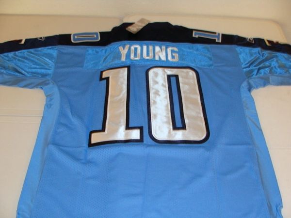 #10 VINCE YOUNG Tennessee Titans NFL QB Lt Blue Mint Throwback Jersey