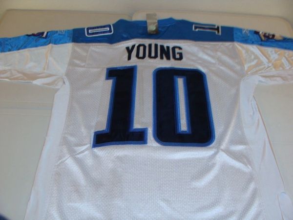 #10 VINCE YOUNG Tennessee Titans NFL QB White Mint Throwback Jersey