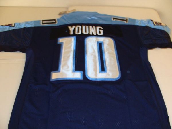 #10 VINCE YOUNG Tennessee Titans NFL QB Dk Blue Rbk Mint Throwback Jersey