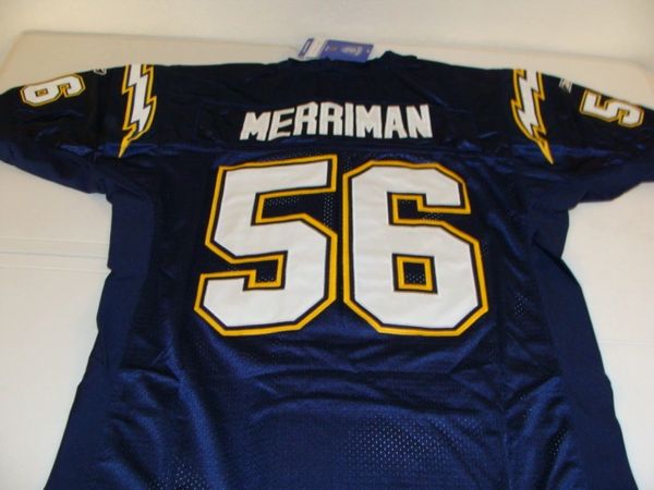 #56 SHAWNE MERRIMAN San Diego Chargers NFL LB Dk Blue Mint Throwback Jersey