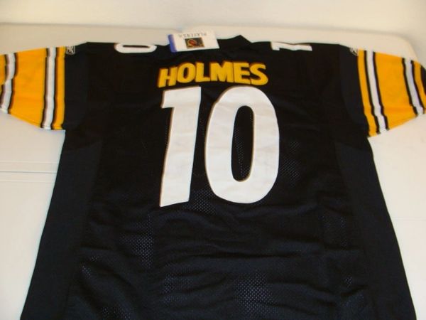 #10 SANTONIO HOLMES Pittsburgh Steelers NFL WR Black Mint Throwback Jersey