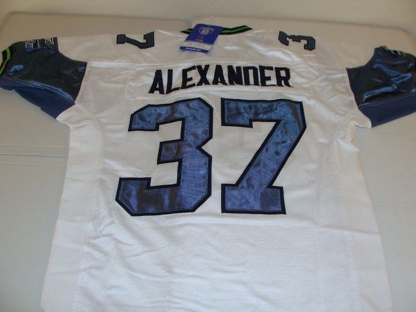 #37 SHAUN ALEXANDER Seattle Seahawks NFL RB White Mint Throwback Jersey