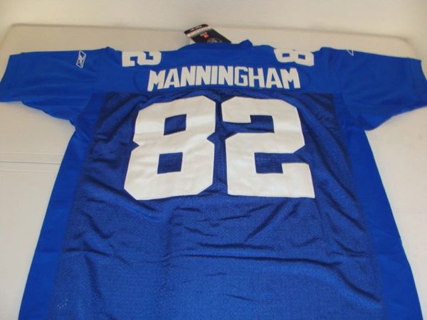 #82 MARIO MANNINGHAM New York Giants NFL WR Blue Mint Throwback Jersey