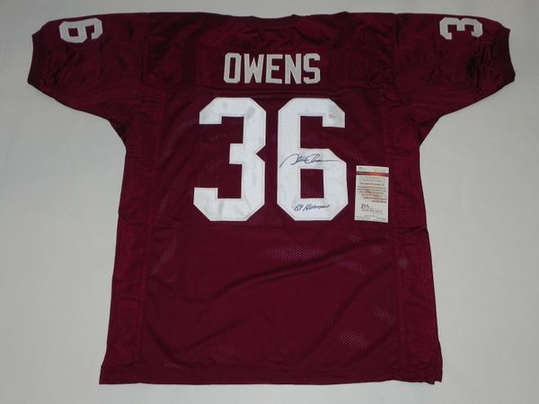 #36 STEVE OWENS Oklahoma Sooners NCAA RB Red Throwback Jersey AUTOGRAPHED