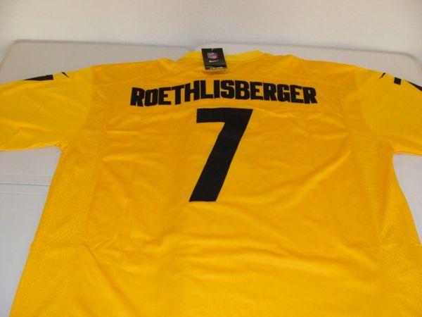 #7 BEN ROETHLISBERGER Pittsburgh Steelers NFL QB Gold Mint Throwback Jersey