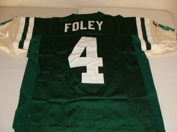 #4 GLENN FOLEY New York Jets NFL QB Green Throwback Jersey