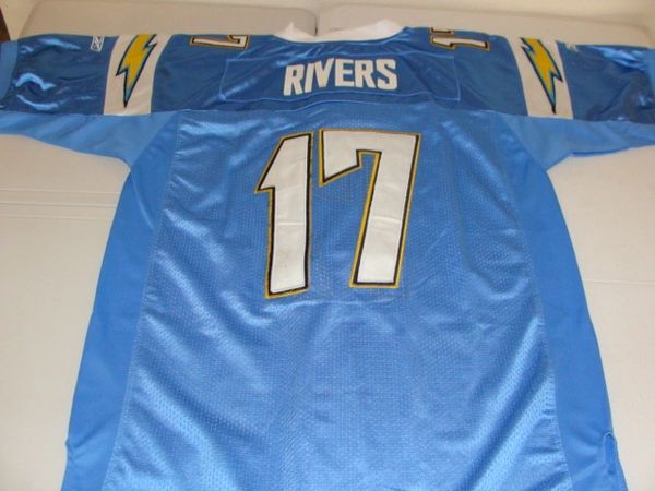 #17 PHILIP RIVERS San Diego Chargers NFL QB Lt Blue Throwback Jersey