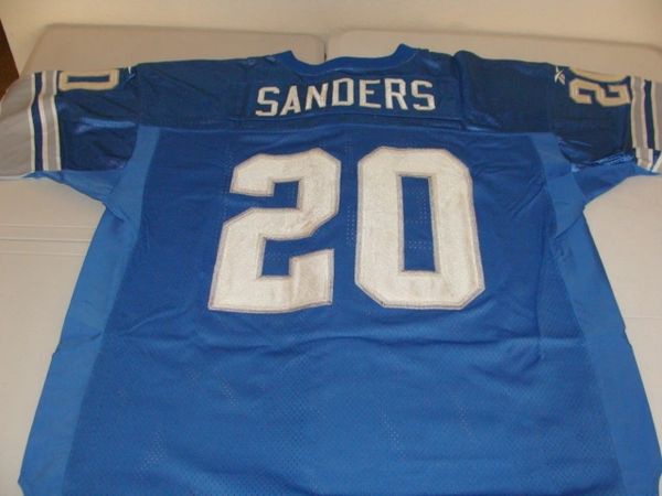 20 BARRY SANDERS Detroit Lions NFL RB Blue Mint Throwback Jersey