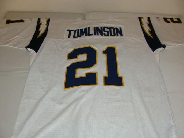 #21 LaDAINIAN TOMLINSON San Diego Chargers NFL RB White Throwback Jersey