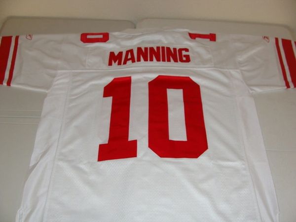 10 ELI MANNING New York Giants NFL QB White Rbk Throwback Jersey