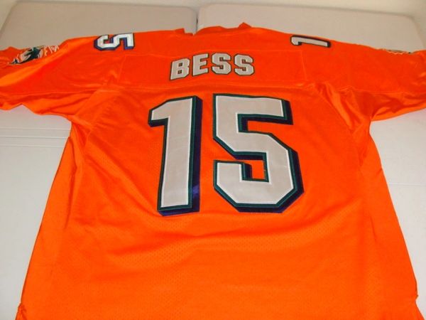 #15 DAVONE BESS Miami Dolphins NFL WR Orange Throwback Jersey