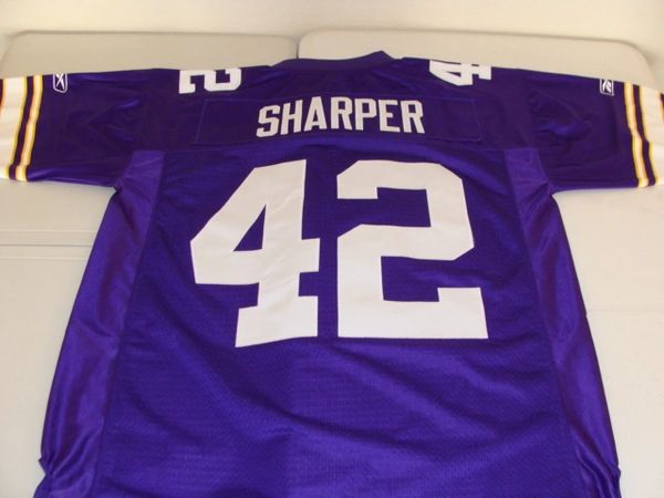 #42 DARREN SHARPER Minnesota Vikings NFL Safety Purple Throwback Jersey