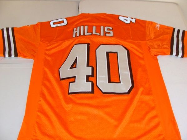 #40 PEYTON HILLIS Cleveland Browns NFL RB Orange Throwback Jersey