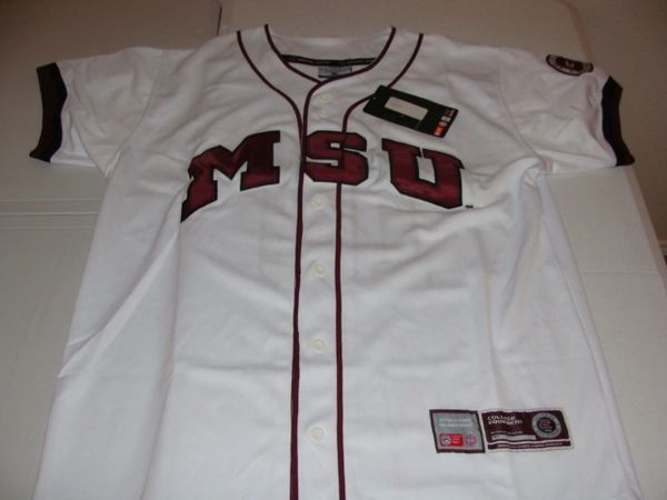 #10 MISSISSIPPI STATE Bulldogs NCAA Baseball White Mint Throwback Team Jersey