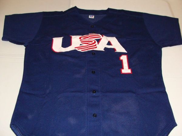 1 Team USA Baseball Olympics/WBC Blue Throwback Jersey