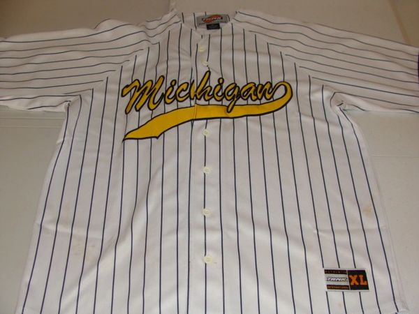 MICHIGAN Wolverines NCAA Baseball White PS Throwback Team Jersey