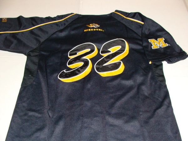 #32 MISSOURI Tigers NCAA Baseball Black Throwback Team Jersey