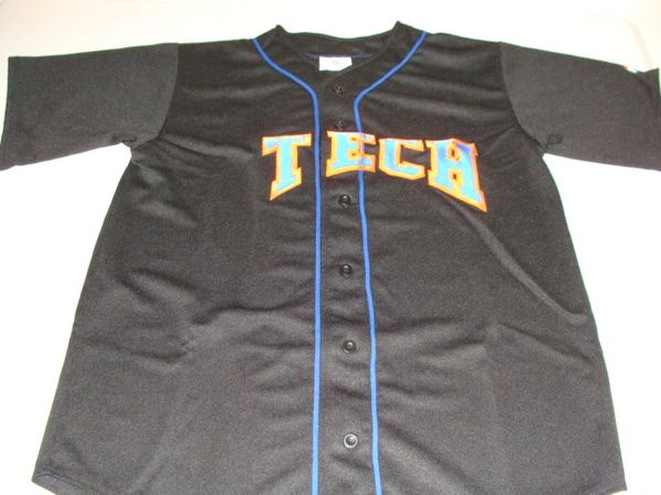 #1 TECH Baseball Black Throwback Team Jersey