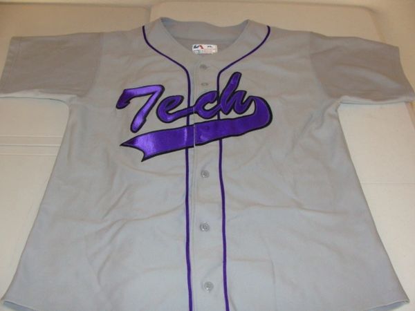 #13 TECH Baseball Grey Throwback Team Jersey