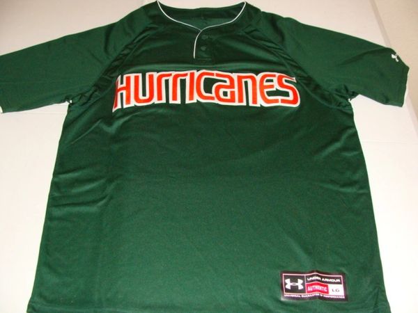 10 MIAMI Hurricanes NCAA Baseball Green Throwback Jersey