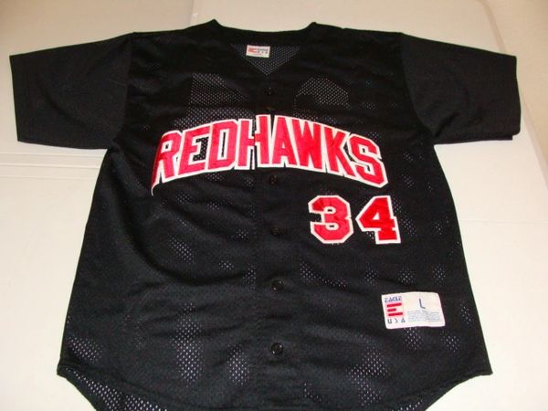 #34 REDHAWKS League Baseball Black Throwback Team Jersey