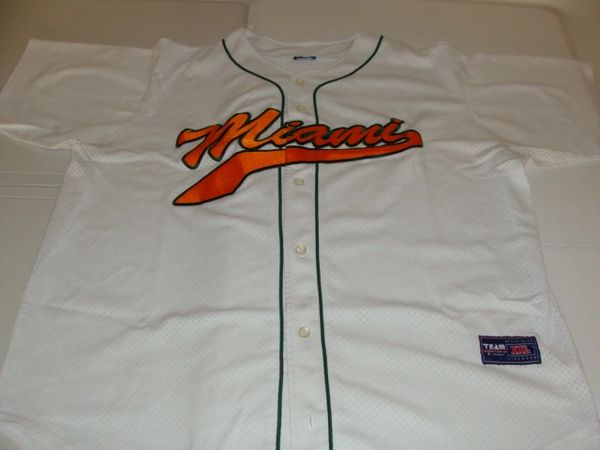 MIAMI Hurricanes NCAA Baseball White Mesh Throwback Team Jersey