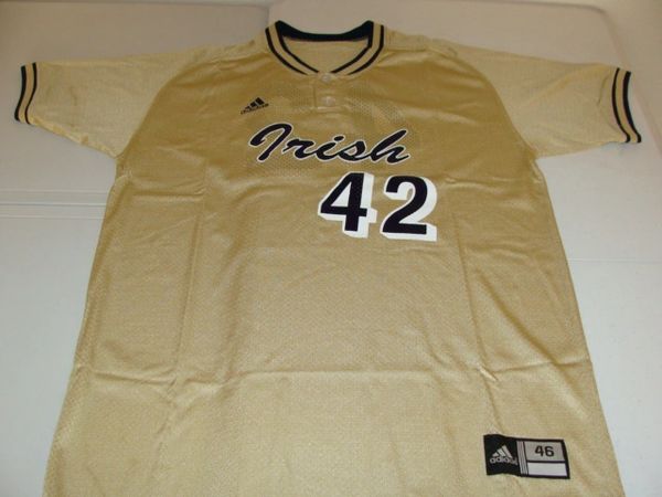 42 NOTRE DAME Fighting Irish NCAA Baseball Gold Throwback Jersey