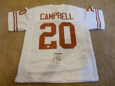 #20 EARL CAMPBELL Texas Longhorns NCAA RB White Throwback Jersey AUTOGRAPHED