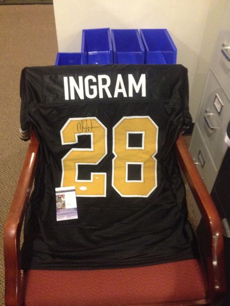 #28 MARK INGRAM New Orleans Saints NFL RB Black Throwback Jersey AUTOGRAPHED