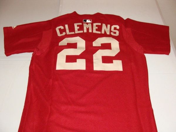 22 ROGER CLEMENS Houston Astros MLB Pitcher Red Pullover Throwback