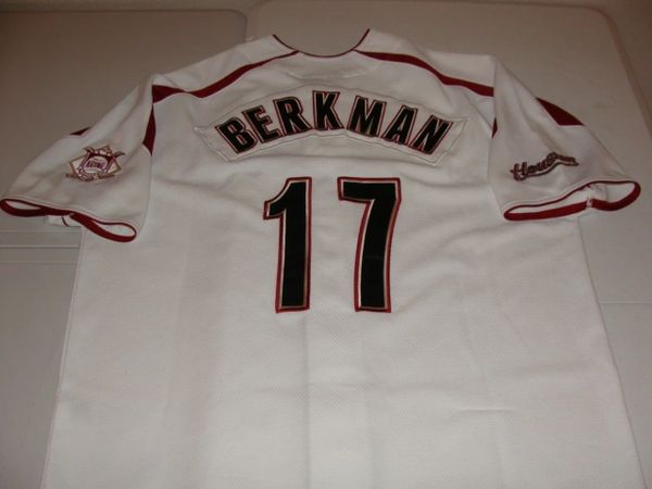 Men's Lance Berkman Houston Astros Replica White Home Cooperstown  Collection Jersey