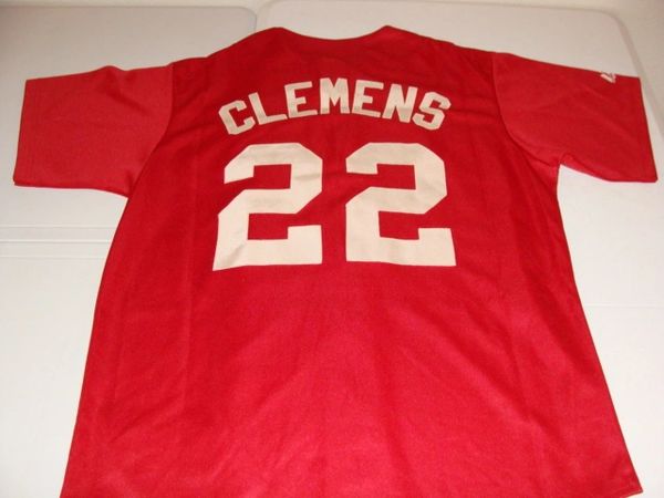 22 ROGER CLEMENS Houston Astros MLB Pitcher Red Throwback Team Jersey