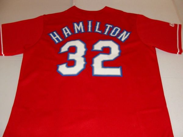 #32 JOSH HAMILTON Texas Rangers MLB OF Red Throwback Jersey
